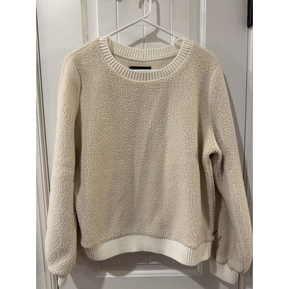 Abercrombie & Fitch Beige Solid Knit Crew Neck Long Sleev Beige Sherpa Sweater L